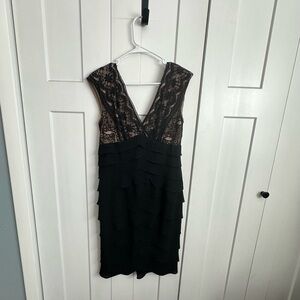 Adrianna Papell Black and Nude Backless Dress